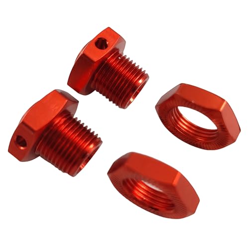 17mm Aluminum Wheel Hex Hub & Nut Set for ARRMA Typhon 4X4 3S BLX (Red) | 550 MEGA,1/8 Scale,Fits Hex Wheels,Upgrade Parts,AR310906 Compatible,ARA310906 ,AR310904 Compatible,ARA310904 Compatible - color: Red