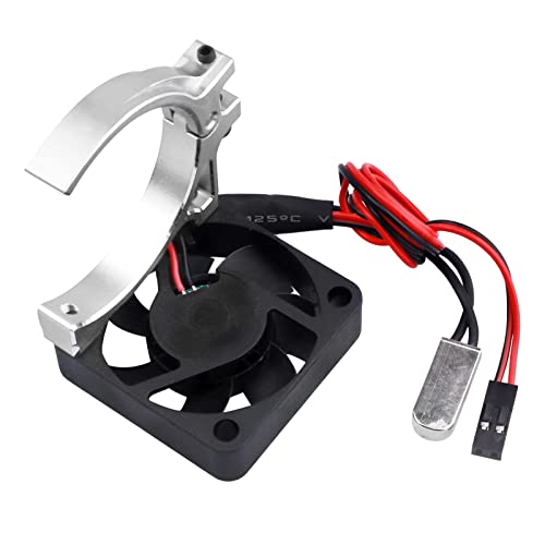 Aluminum Heat Sink with Thermal-Controlled 40mm Cooling Fan for 42mm Brushless Motors – Compatible with 4268 4274 Traxxas Arrma 1/8 & 1/10 Scale RC Cars (Silver) - color: Silver