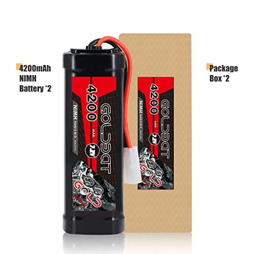 GOLDBAT 4200mAh 7.2V NiMH RC Battery with Tamiya Connector for for RC Evader BX Car Truck Truggy Buggy Tank Car Racing.
