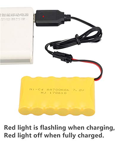 CBB 7.2V 700mAh NI-CD Battery Rechargeable for Huina 1550 550 RC Excavator 2 Pack 7.2V 700mAh Battery with USB Charger