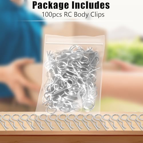 100pcs Universal RC Body Clips Pins - Compatible with Traxxas, Arrma, Redcat, Axial, HPI, HSP, Exceed, Himoto, Losi, RC4WD, Tamiya, Fits 1/8, 1/10, 1/12 Scale RC Cars, Trucks, Crawlers, Buggies - color: Silver
