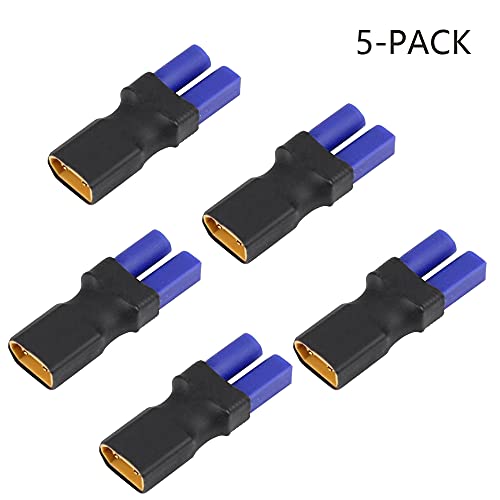 5-Pack XT60 Male Connector to EC5 Female Connector Adapter Plug for RC Lipo Battery - size: XT60 Male to EC5 Female