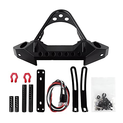 INJORA Metal Front Bumper with LED Light for 1:10 RC TRX-4 SCX10(Black)