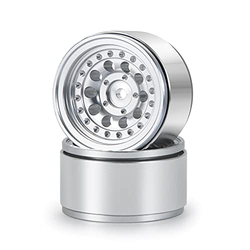 MORLORDY 4PCS RC Aluminum Alloy 1.0" Beadlock Wheel Rims for 1/24 RC Crawler Car SCX24 Wheels Upgrades Deadbolt AXI90081 AXI00001 AXI00002 Accessories Metal Wheel Hub Set (Silver)