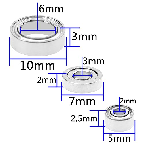 15PCS ShareGoo Ball Bearing Set 3x7x2mm 2x5x2.5mm 6x10x3mm Compatible with Wltoys 1/28 K969 K979 K989-07 K989-08 K989-09 RC Car Upgrade Parts