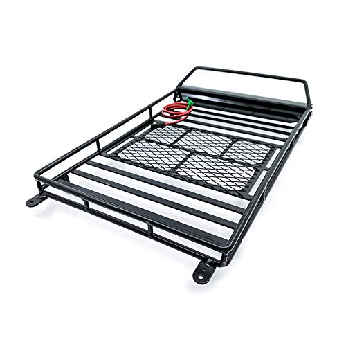 DKKY Luggage Carrier Roof Rack with LED Light Bar for 1/10 RC Crawler Car Axial SCX10 90046 TRX4(245 X 150mm)