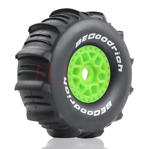 fujita 1/7 1/8 RC Off-Road Truck tyre Set Desert Beach Snow tyre 140mm OD for TRX UDR 85086-4 ARRMA Mojave EXB YK4072 4073 YKDF7 TB7 /17mm hex (Green) - color: Green