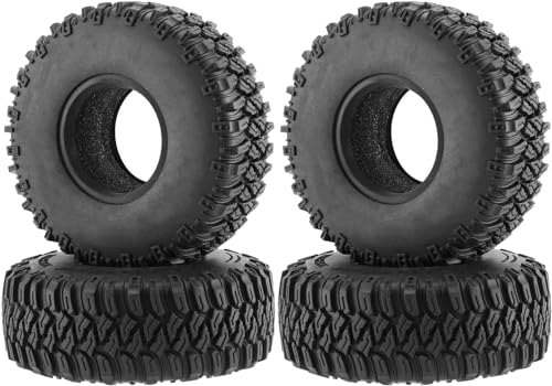 RC Car Tires,WONFAST 4PCS 1.55 inch Mud Wheel Tyre Terrain Crawler Rubber Tires Foam Insert for 1:10 RC Crawler Car for Axial 90069 TF2 D90 CC01 LC70 Tamiya MST JIMNY UTB18(95MM) - color: 95mm