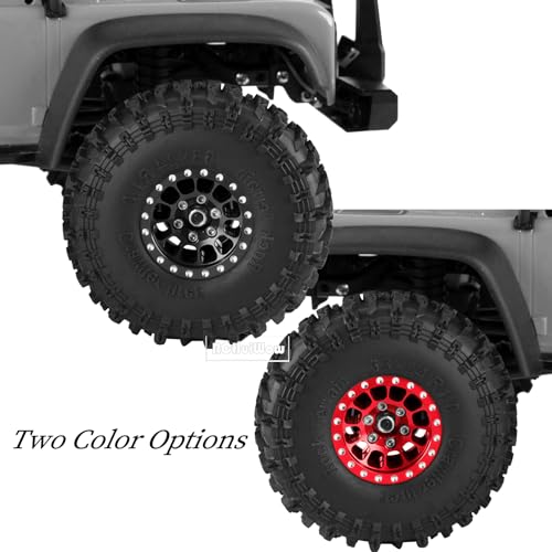 1.0" Beadlock RC Wheels and Tires for 1/18 TRX4M,1/24 SCX24 RC Crawler,1.0 Beadlock Tires w/Alloy Aluminium Wheels 1.0 rc Beadlock Rims,4PCS,Black - color: Black(4pcs)