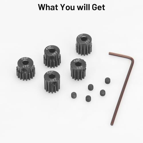 daitoku 5PCS 48P Pinion Gears 13T 14T 15T 16T 17T 3.175mm Shaft for Traxxas Arrma HSP HPI AXIAL Tamiya Losi 1/10 RC Car