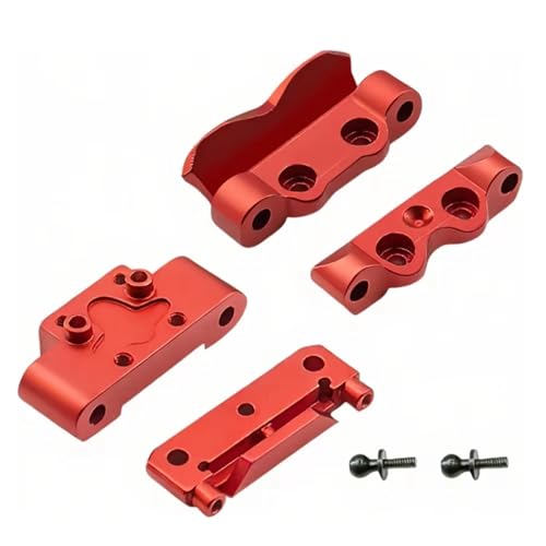 RC Car Parts Compatible with Losi 1/24 RC Car for Buggy Upgrade Replacement Parts Accessories Front Bulkhead and Rear Pin Mounts Set(Red) - color: Red