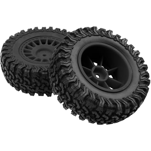 4Pcs HIRCQOO 1.9" RC Crawler Tires OD 90mm Rubber Tire and Plastic Wheel Rims 12mm Hex Compatible with 1/10 Axial SCX10 D90 Tamiya CC01 TF2 TRX4 RC Crawler (Black) - color: Black