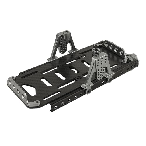 Metal Chassis Frame Kit Extended Rails with Shock Towers Battery Mount Bumper Mount Chassis Brace 4x4 Upgrade to SCX10 6x6 for 1/10 RC Crawler Axial SCX10 Modified Part (Titanium) - color: Titanium