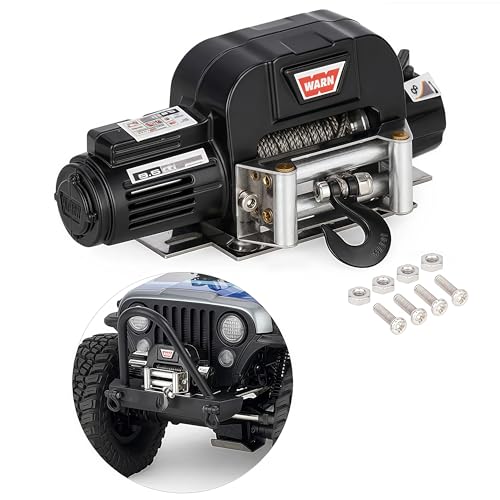AMK RC Winch, 1/10 Metal Winch Kit with Controller, RC Crawler Accessory for TRX4 TRX6 Axial SCX10 D90 CC01 TF2 Wrangler 90046 90047 D110 (Black) - color: Black