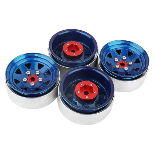 4PCS Metal 1.9" Beadlock Wheel Rim Set for 1/10 Axial 1/10 RC Crawler Auto Axial SCX10 90046 AXI03007 TRX4 VS4-10 Gen8 MST CFX (Blue)