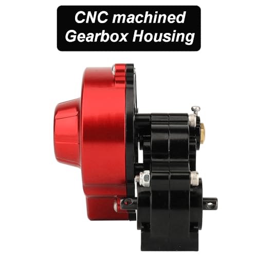 All Metal Complete Gearbox Transmission with Motor Gears for 313mm Wheelbase 1/10 RC Crawler Truck Axial SCX10 & SCX10 II DIY Upgrade Parts (red-Black) - color: Red-black