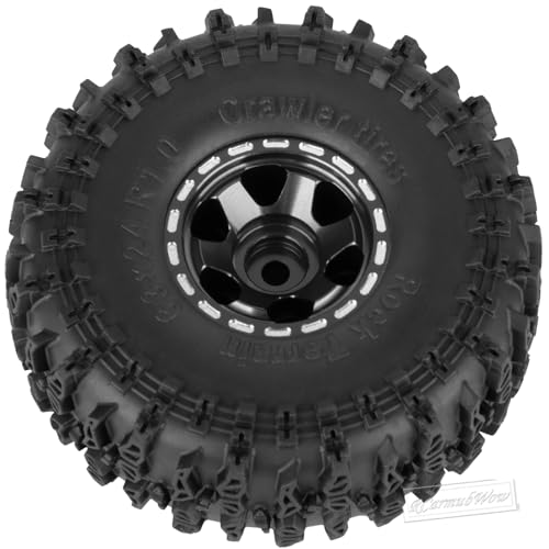 1.0 Beadlock Wheel Tires Set for 1/24 SCX24,1/18 TRX4M RC Crawler Car,1.0 Beadlock Wheels 1.0 Beadlock Tires RC Upgrades Part,4pcs,Black - color: Black(4pcs)