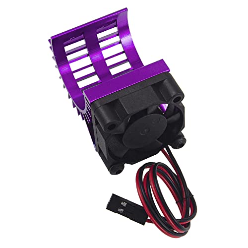 ShareGoo Aluminum 380 390 Motor Heatsink with Cooling Fan Electric Engine Heat Sink Compatible with HSP HPI Wltoys Himoto Redcat 1/16 1/18 RC Car (Purple) - style: Purple