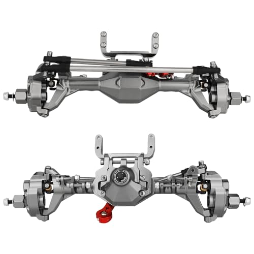 1/10 CNC Machined Integrated Front & Rear Portal Axle for SCX10 II VP Element Enduro 90046 90047 D90 RC4WD RC Crawler Metal Upgrade Part (Gray) - color: Gray