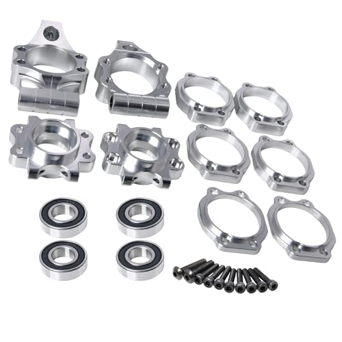 GTBRacing CNC Aluminum Front Rear Wheel Hub Carrier Kit for 1/5 RC Car HPI Baja 5B SS 5SC Upgrade Replacement Part (Rear Hub Silver) - color: Rear Hub Silver