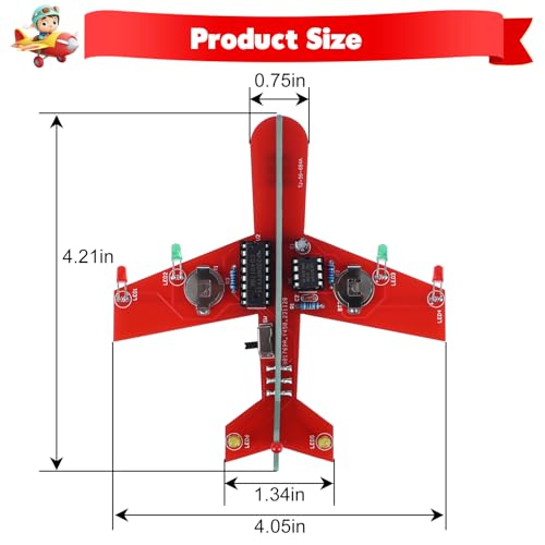 ICSTATION DIY Airplane Soldering Practice Kit, 3 Color LED Flashing Light Electronics Project, STEM Educational Learning Tool for High School Classroom, Beginners & Students, Birthday Present