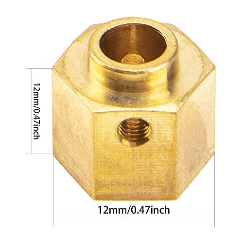 RC Hex Hub 12mm Brass Wheels Hex Drive Extension Adapter Counterweight Compatible with Axial SCX10 III AXI03007 RC Crawler