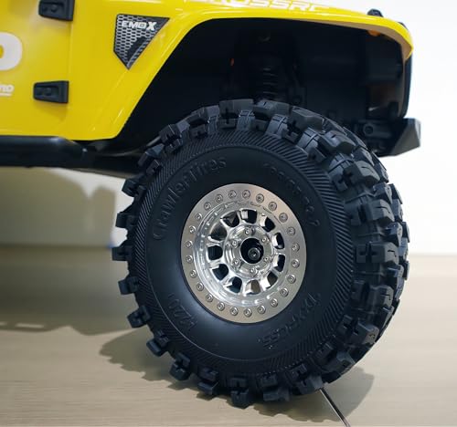 136mm 2.2 Aluminium Beadlock Wheels and Tires Set (4-Piece) for 1/10 RC Crawler (Silver) RK - color: Silver
