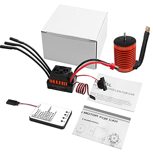 RC Motor & ESC Combo Set,1:10 F540 4370KV Brushless Motor and 60A ESC with Electric Speed Controller Program Card for 1/10 RC Off Road Car Trucks