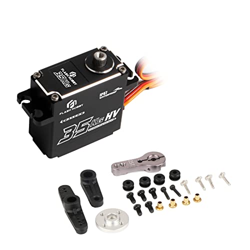 35KG Coreless Servo 8.4V High Torque Full Metal Gear Servo, IP67 Waterproof Steering RC Servo with Control Angle 270° for 1/10 Scale RC Cars, Trucks & Robot Parts (35KG) - style: 35KG
