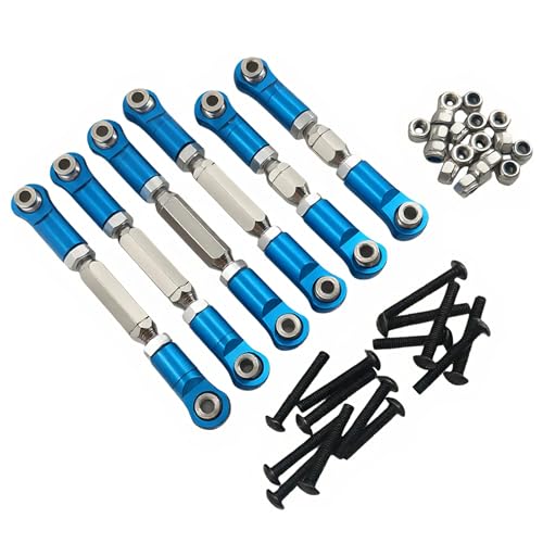 Adjustable Tie Rod Set for ARRMA Granite Senton Vorteks 550 (Blue) | Aluminum,RC Linkage,Turnbuckles,Toe Links,6PCS,1/10,4X4,4X2,Steering Upgrade,AR330446 Compatible - color: Blue
