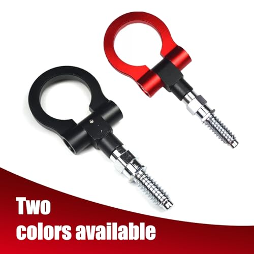 QODOLSI Pack-1 Car Front Bumper Tow Hook, Trailer Ring Replacement, Aluminum Bumper Pull Ring, Racing Recovery Hook, Screw-on Vehicle Modification Kit, for Most Cars, Trucks, Trailers (Red) - color: Red
