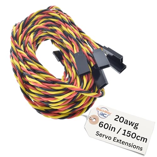 BackBayRC - 150CM 20awg Twisted Servo Extension Cable - 100 Strands for RC Vehicles, Drones, E-Bikes - 8 Lengths / 5 Wires per Pack (60in / 5ft) - style: 150CM / 60in