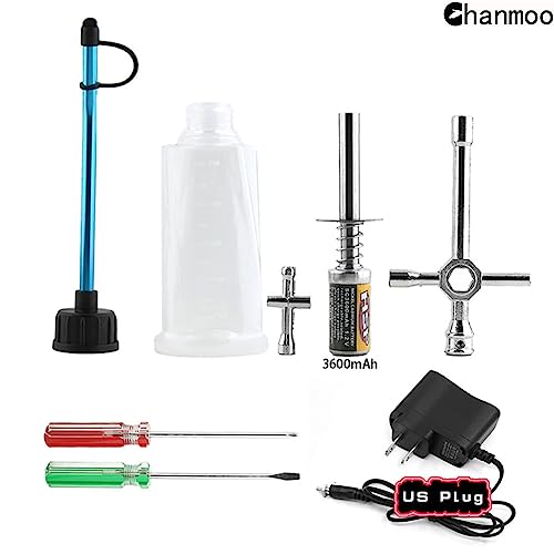 Nitro Engine Glow Plug Igniter Starter Tool Combo with Fuel Bottle & Repair Wrench Screwdriver Kit, Portable RC Starting Tools for 1/8 1/10 RC Crawler Truck Car Redcat HSP Traxxas Axial Kyosho