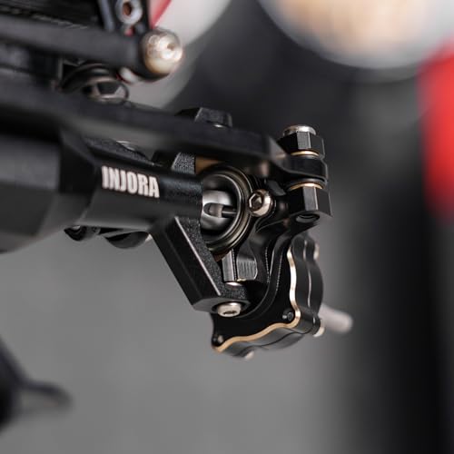 INJORA Black Brass Steering Knuckles Set TRX4M +5mm Diamond Portal Axle RC Upgrade