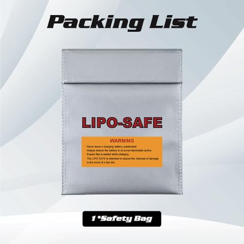 CNHL Lipo Safe Bag Fireproof Explosionproof Safe Bag(12.99X9.84IN) | Keeps multiple packs neatly organized, secures lipo battery bag storage indoors, and offers easy outdoor portability.