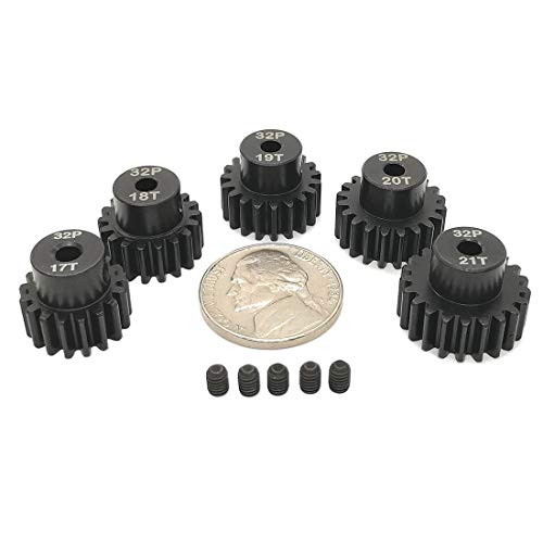 32P Hardened Pinion Gear Set 1/8 inch Hole 17T 18T 19T 20T 21T with Hex Key (Compatible with 0.8 Metric Pitch) - style: 17T 18T 19T 20T 21T