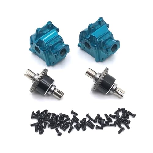 Metal Gearbox Differential Front Rear Upgrade Compatible with RC Car Models 144010 144001 144002 124016 127017 124018 124019(Sky Blue) - color: Sky Blue