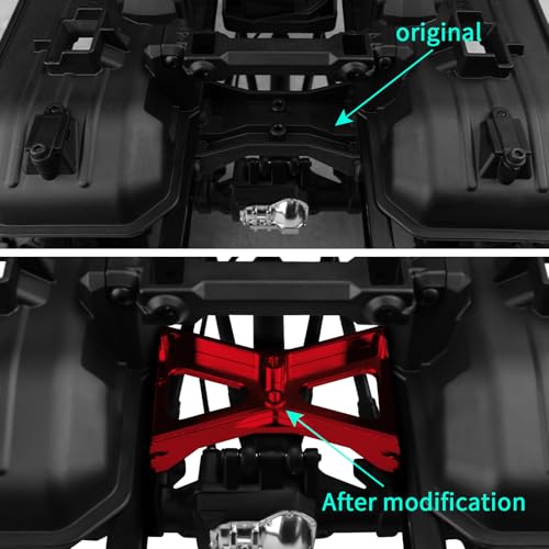 RC Chassis Brace Crossmember Aluminum Alloy Rear Beam Mounts Upgrade Part for 1/10 TRX4 RC Crawler Car Upgrade Replacement Parts (Red) - color: Red
