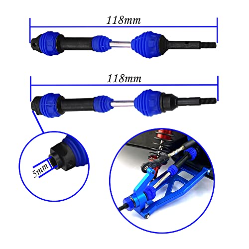 2Pairs Vgoohobby Steel Drive Shaft CVD Dogbon Front Rear Driveshaft Compatible with Traxxas Slash 4X4 Stampede Rustler Hoss VXL 4X4 RC Truck Car (Blue) - color: Blue