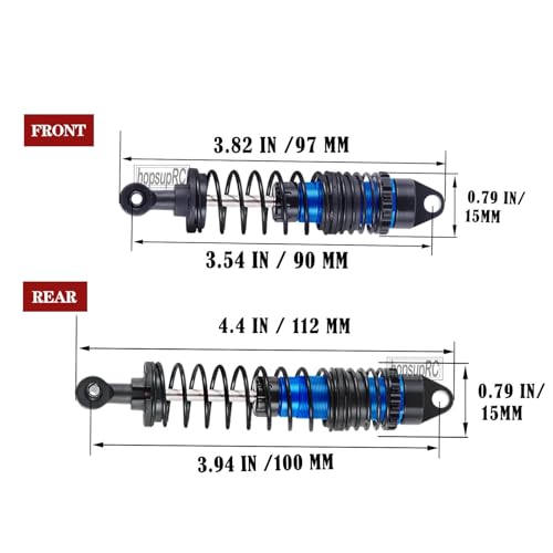 Full Aluminum Big Bore RC Shocks Absorber Damper Upgrades Part for 1/10 Slash/Stampede/Rustler/Bandit VXL 4X4 2WD,Front Rear Assembled Full Metal Shocks,4PCS Navy Blue - color: Navy Blue/4pcs