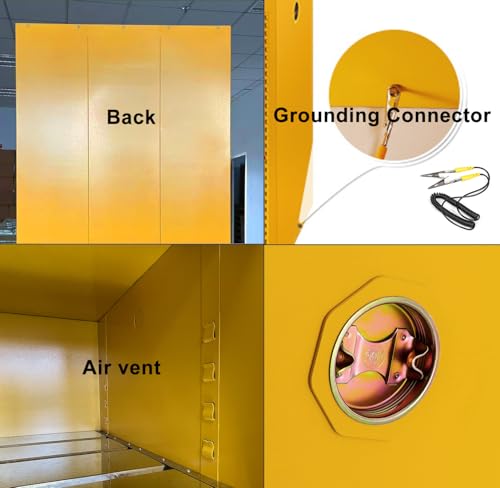 Hazardous Flammable Safety Storage Cabinet 34"x34"x65" Fire Proof Lockers | 65~90 Gallon Safe, Double-Wall Steel, Dual Manual Locks, 2 Adjustable Galvanized Shelves, For Gasoline Liquid Fuel Chemical - size: 65"*34"*34"