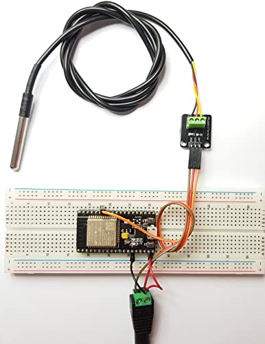 DS18B20 Temperature Sensor for Arduino, ESP32, ESP8266, Raspberry Pi, Waterproof Stainless Steel Probe, 2 Pieces - size: With Adapter