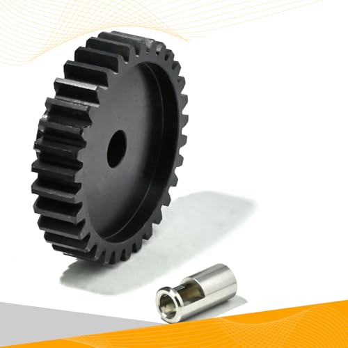 M1.5 31T Pinion Gear 8mm Bore with 8mm to 5mm Shaft Adapter Sleeve, Chromium Steel Motor Gear with Set Screw & Hex Key for Traxxas ARRMA Losi 1/5 1/8 RC Cars - size: 31T