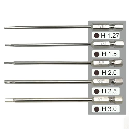5Packs RC Hex Driver Bit Set 1.27mm 1.5mm 2.0mm 2.5mm 3.0mm Hex Head Allen Wrench Drill Bit Set for Screwdrivers Electric Screwgun/Power Drill