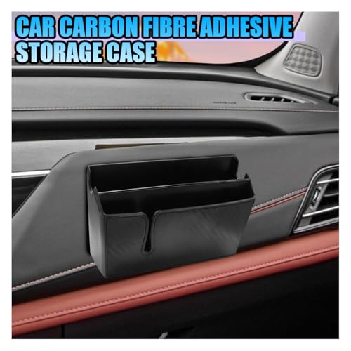 Universal Carbon Fiber Car Storage Box - Multifunctional Cell Phone Holder Auto Dashboard Pocket Organizer with Sticky - Car Interior Accessories for Storing Phone Card Key Pen Coin (Long) - size: Long