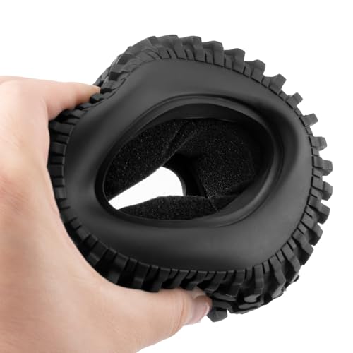 RC Tires 1.9inch 4Pcs RC Rubber Wheel Tyre 100mm | With Foam Insert, For 1/10 Axial SCX10 TRX4 D90, RC Crawler Car