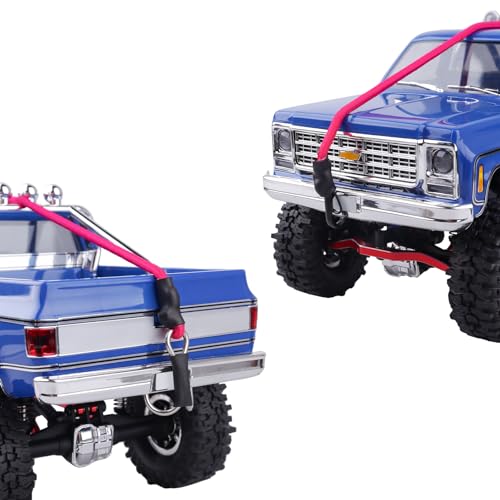 RC Crawler Elastic Trailer Rope Kinetic Winch Strap with Hooks for 1/18 TRX4M TRX4MT 1/24 SCX24 FCX24 AX24 RC Crawler Accessories(Rose Red) - color: Rose Red
