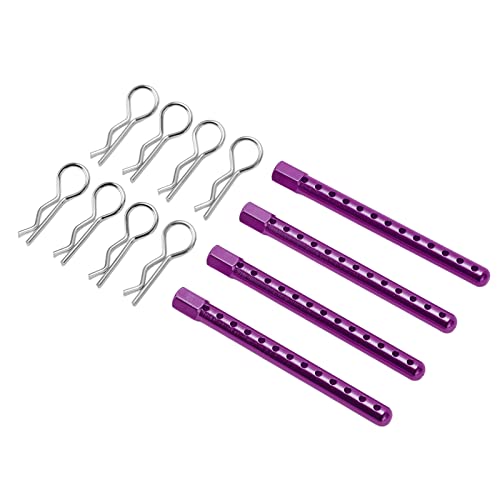 RC Body Post, High Strength Aluminum Alloy RC Car Shell Column with Multiple Height Adjustment, for HSP 1/10 94102 94122 94103 94123 Cars (Purple) - color: Purple