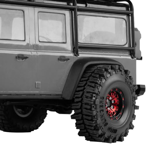 1.0 RC Wheels RC Truck Tires for 1/18 1/24 TRX4M,SCX24,FCX24 RC Crawler,Alloy 1.0‘’ Beadlock RC Truck Tires RC Wheels (4pcs Red) - color: C-red