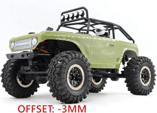 Adjustable Offset 1.0 Beadlock Wheels Rims for 1/18 Traxxas TRX4M & 1/24 Axial SCX24 90081 Crawler, (4-Pack) - color: Champagne & Black